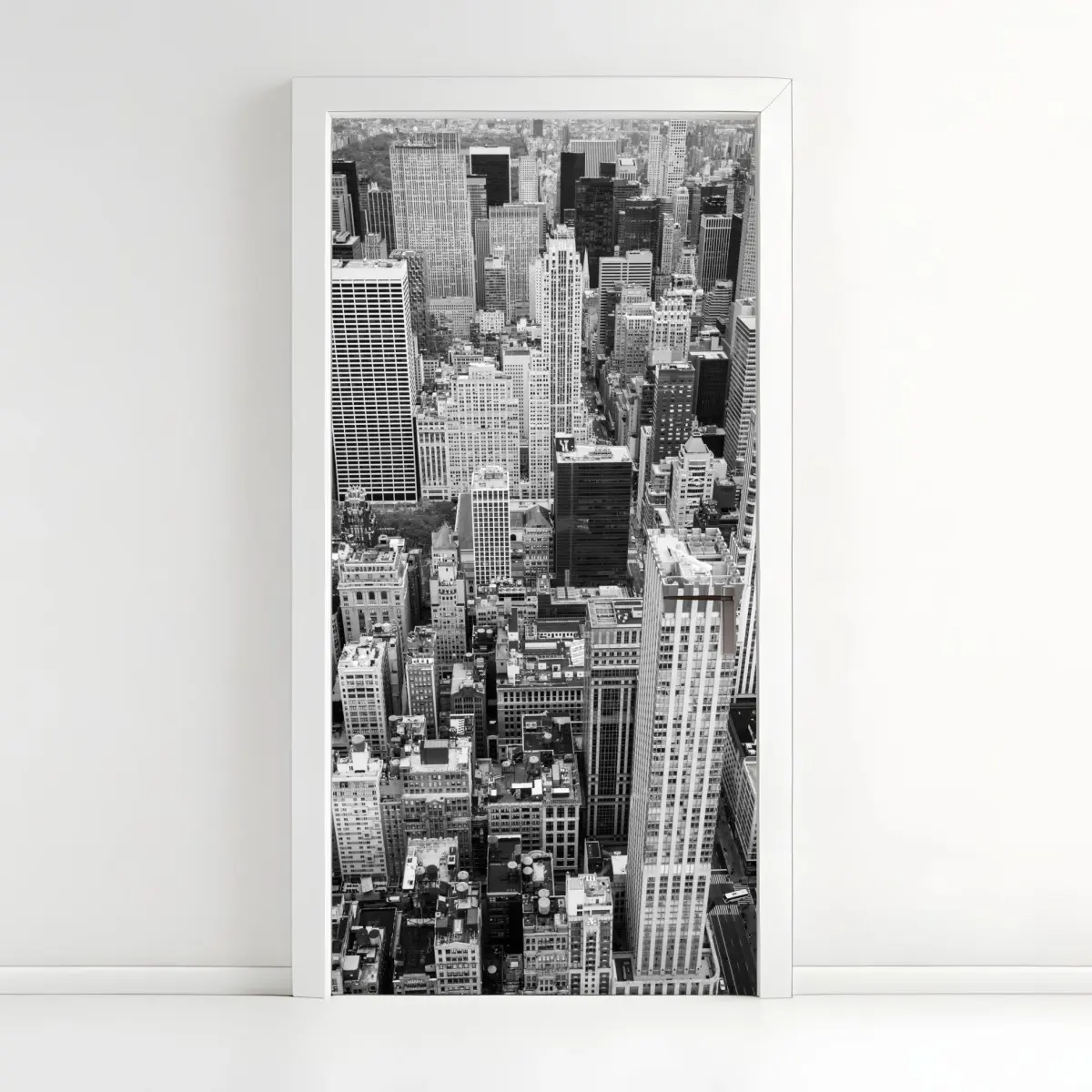 Türaufkleber schwarzweiße stadtsilhouette – Pixers®