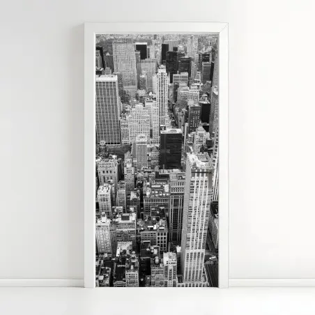 Türaufkleber schwarzweiße stadtsilhouette – Pixers®