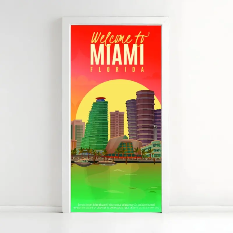 Türaufkleber Miami sonnenuntergang skyline