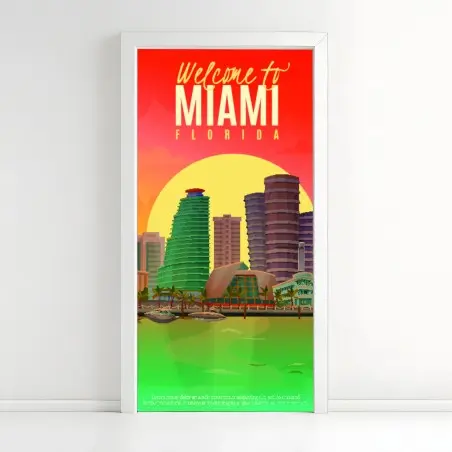 Türaufkleber Miami sonnenuntergang skyline – Pixers®
