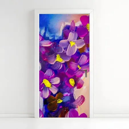 Türaufkleber intensiver violetter blumenstrauß – Pixers®