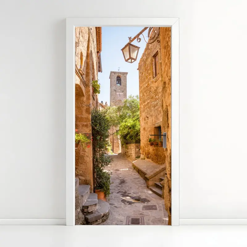Türaufkleber sonnige gasse in Civita di Bagnoregio