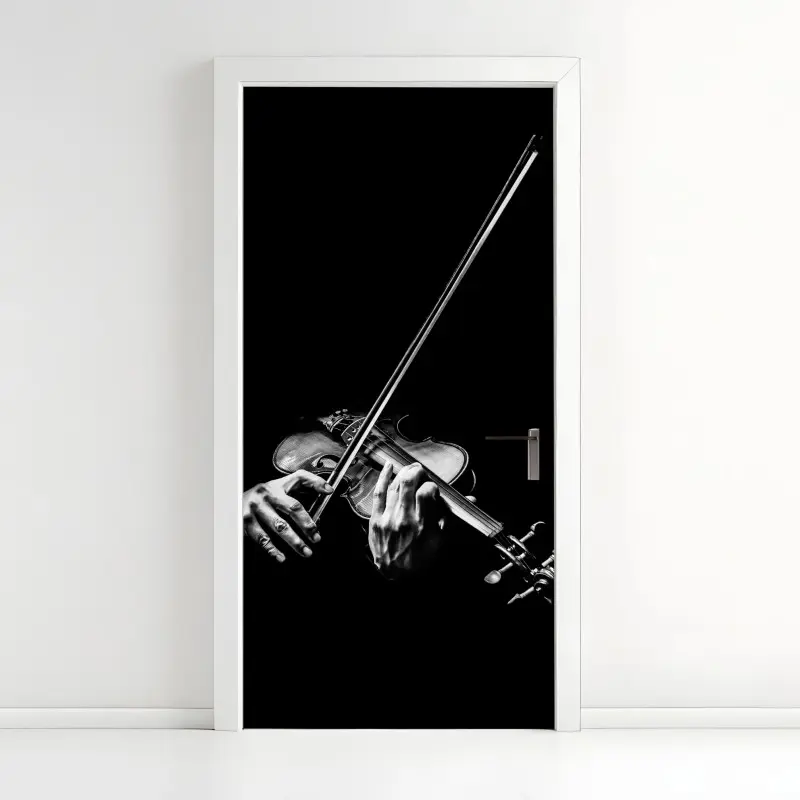 Türaufkleber monochrome hände eines geigers