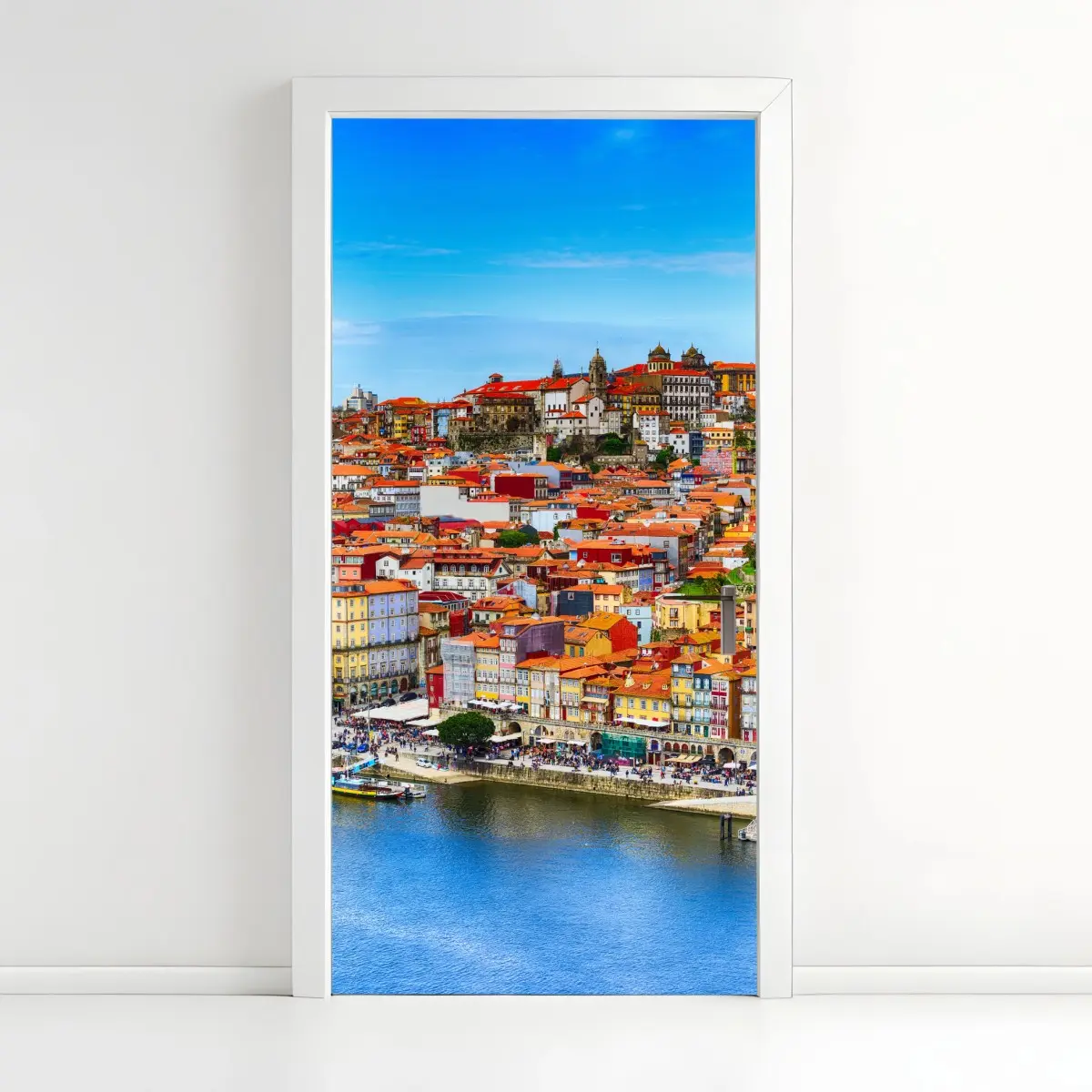 Türaufkleber Porto buntes uferpanorama – Pixers®