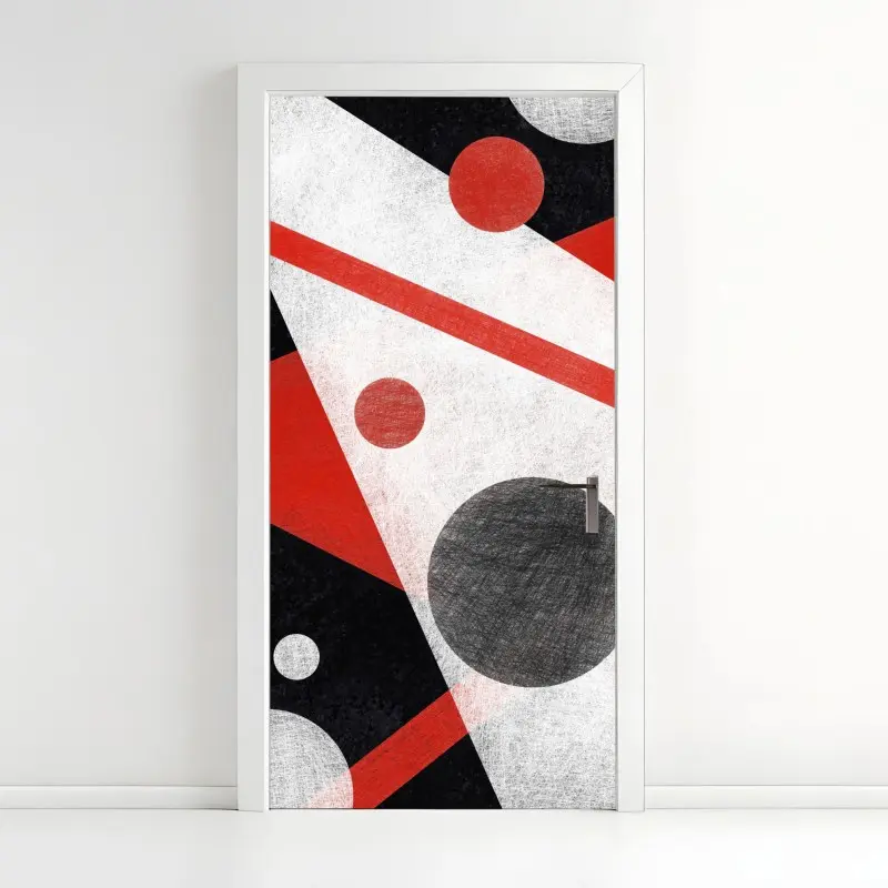 Türaufkleber geometrische abstraktion in rot und schwarz