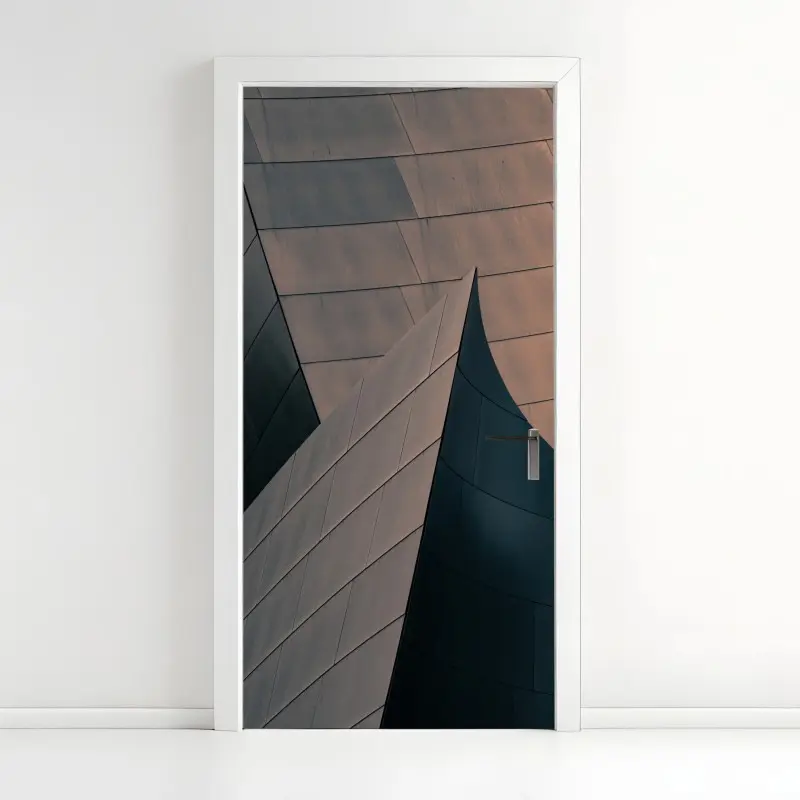 Türaufkleber geometrische architekturformen aus metall