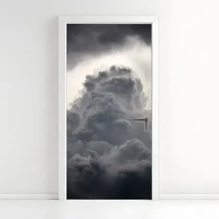 Türaufkleber dramatische graue wolkenlandschaft – Pixers®