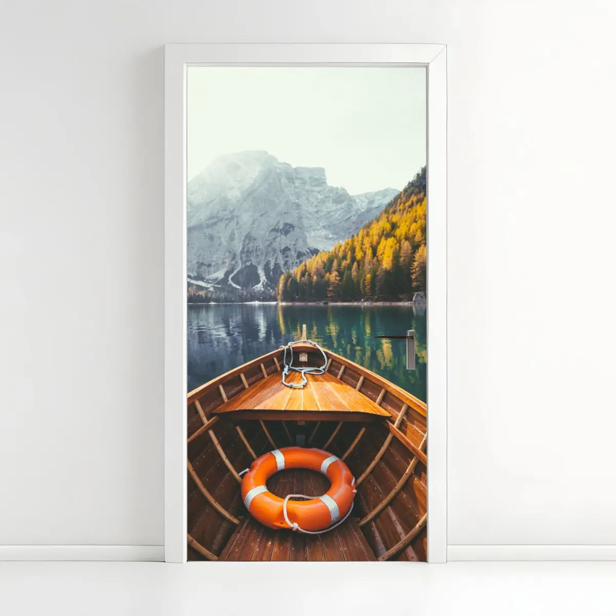 Türaufkleber sonnenaufgang am Lago di Braies – Pixers®