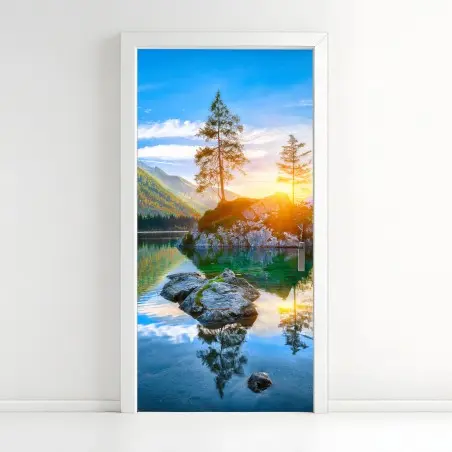 Türaufkleber sonnenuntergang über Hintersee felseninsel – Pixers®