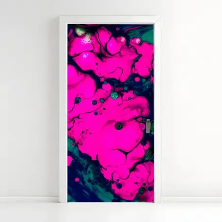 Türaufkleber neonpink flüssige abstraktion – Pixers®