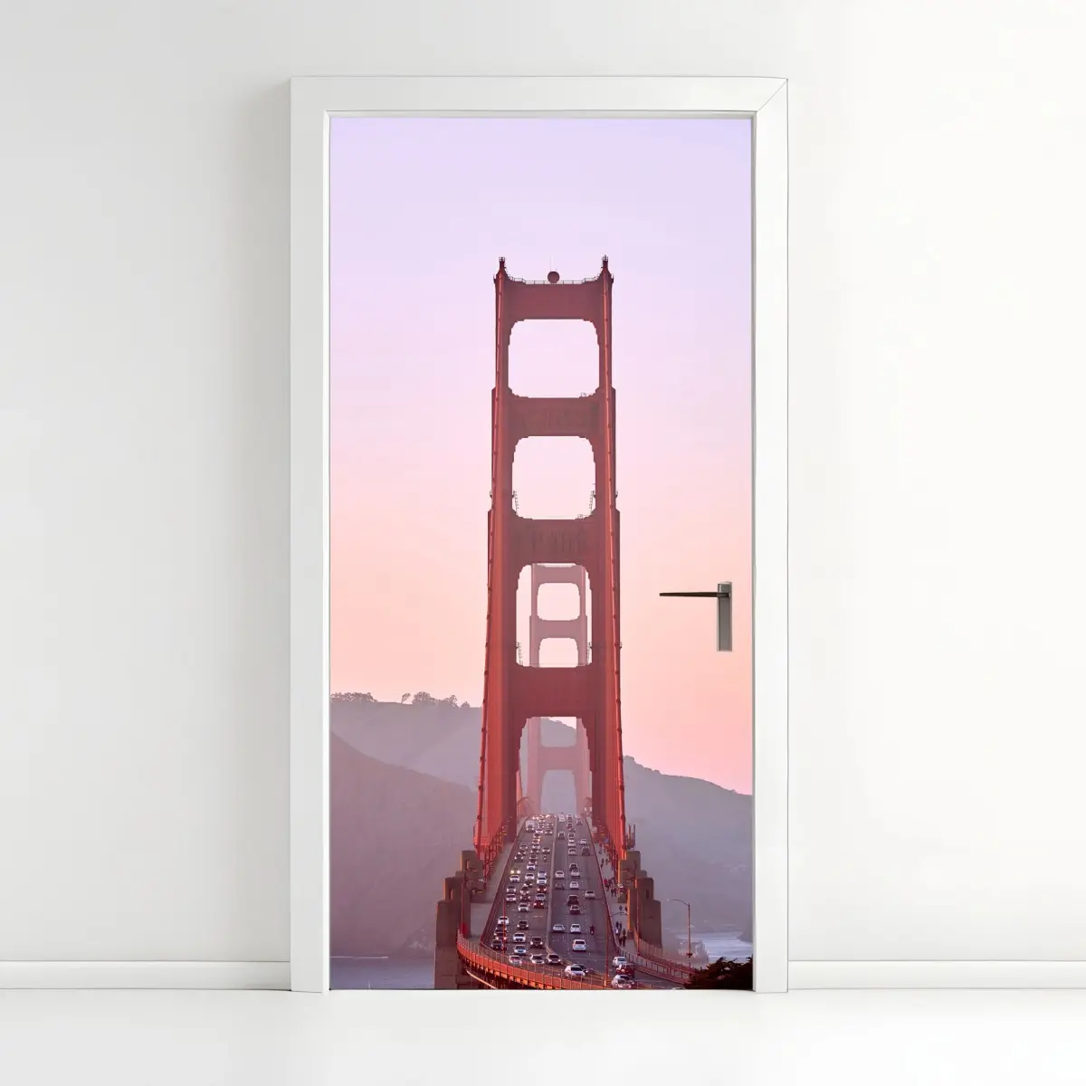 Türaufkleber Golden Gate bei pastellfarbenem sonnenuntergang – Pixers®