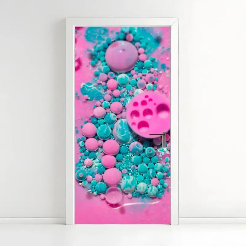 Türaufkleber rosa und türkis marmor abstrakt