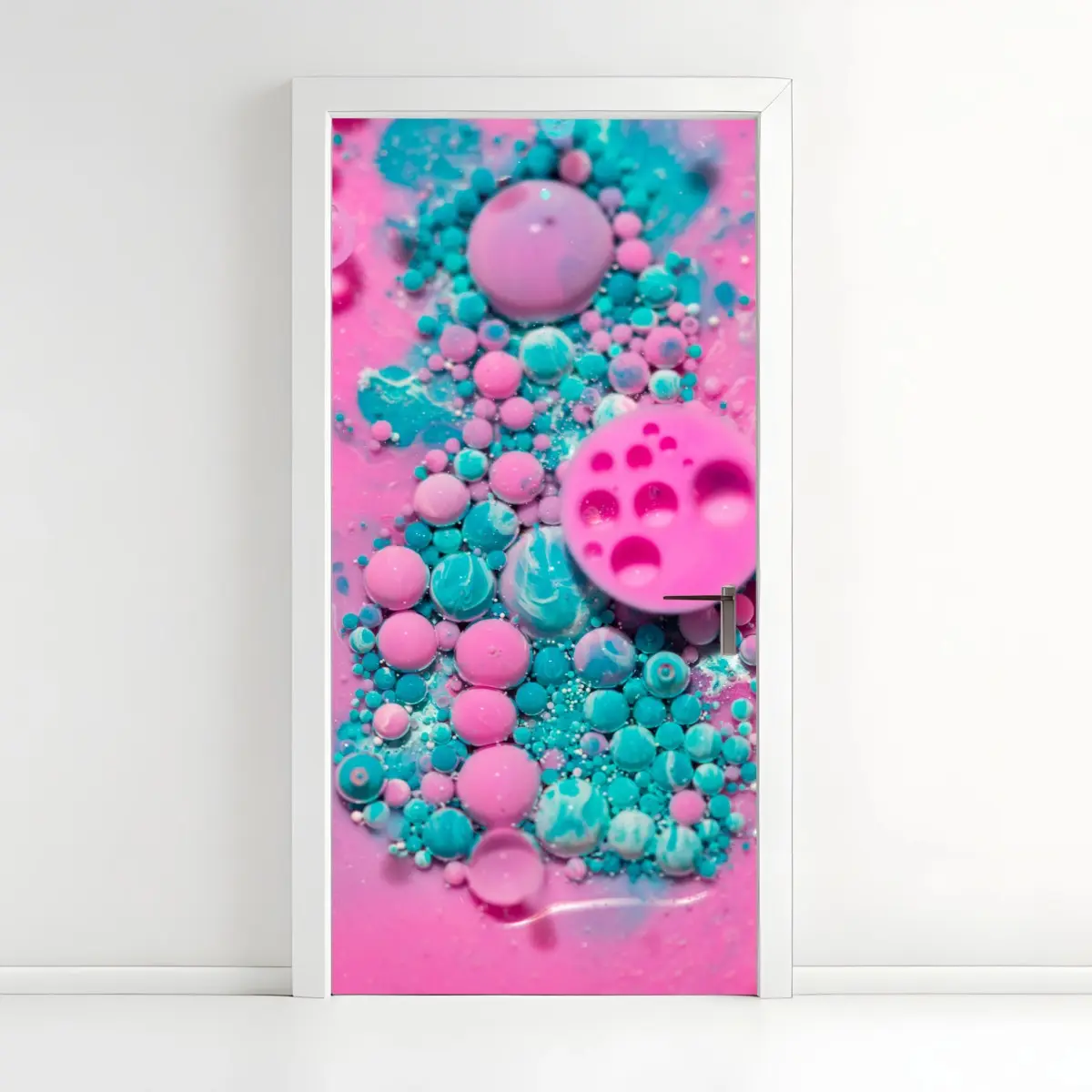Türaufkleber rosa und türkis marmor abstrakt – Pixers®
