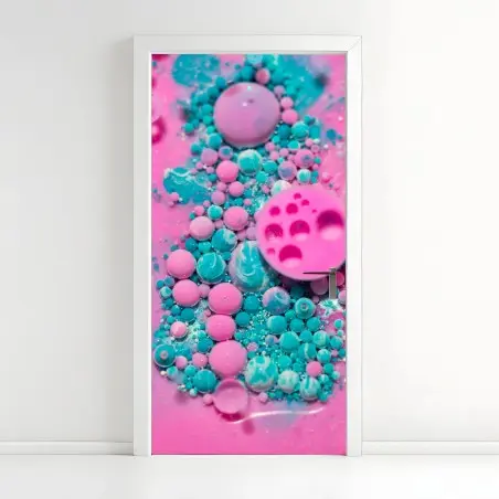 Türaufkleber rosa und türkis marmor abstrakt – Pixers®