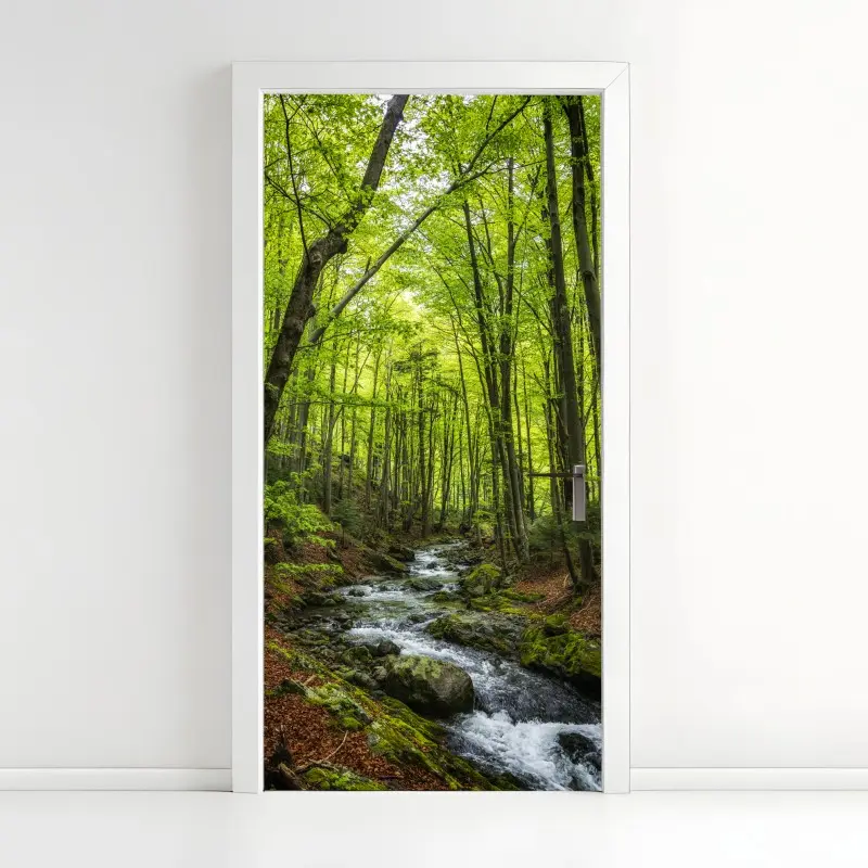 Türaufkleber ruhiger grüner waldbach
