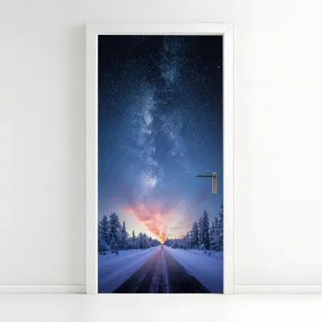 Türaufkleber straße zur milchstraße bei sonnenaufgang – Pixers®