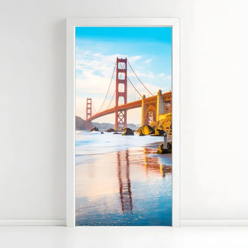 Türaufkleber goldene stunde an der Golden Gate Bridge, Baker Beach
