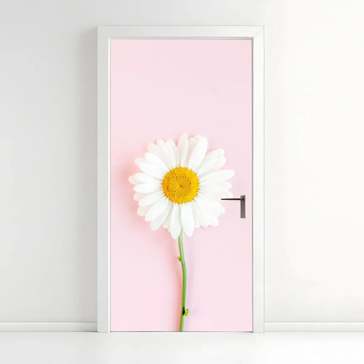 Türaufkleber weißes gänseblümchen auf pastellrosa hintergrund – Pixers®