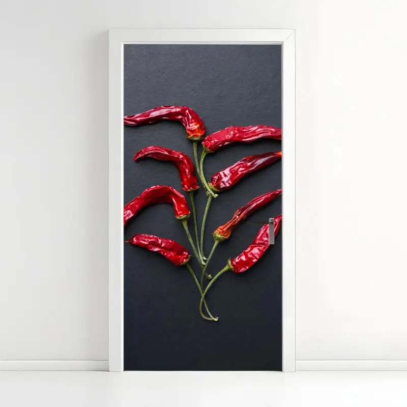 Türaufkleber kulinarische grafik mit roten chilischoten