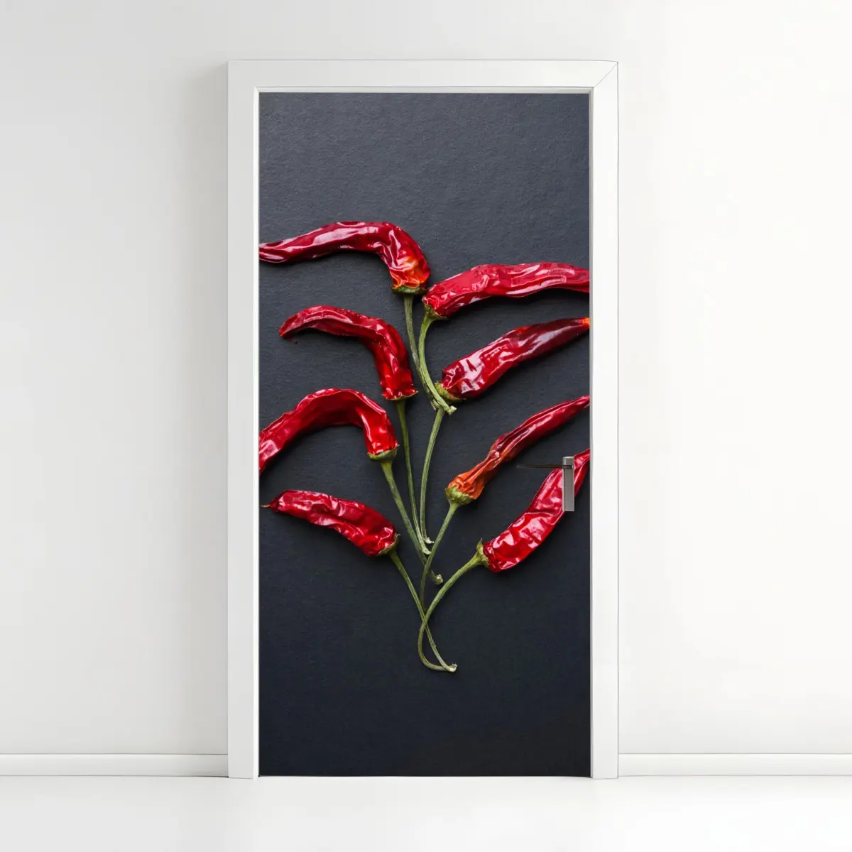 Türaufkleber kulinarische grafik mit roten chilischoten – Pixers®