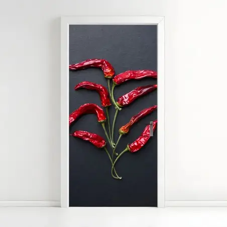 Türaufkleber kulinarische grafik mit roten chilischoten – Pixers®