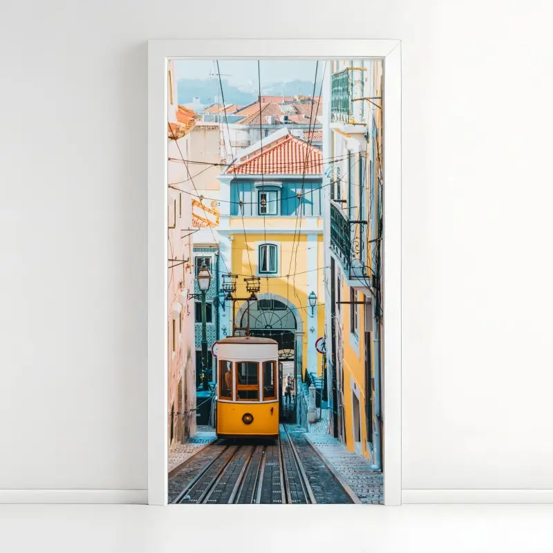 Türaufkleber lebendige bica straßenbahn in Lissabon