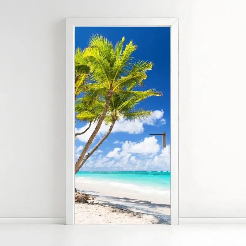 Türaufkleber tropischer palmstrand in Punta Cana