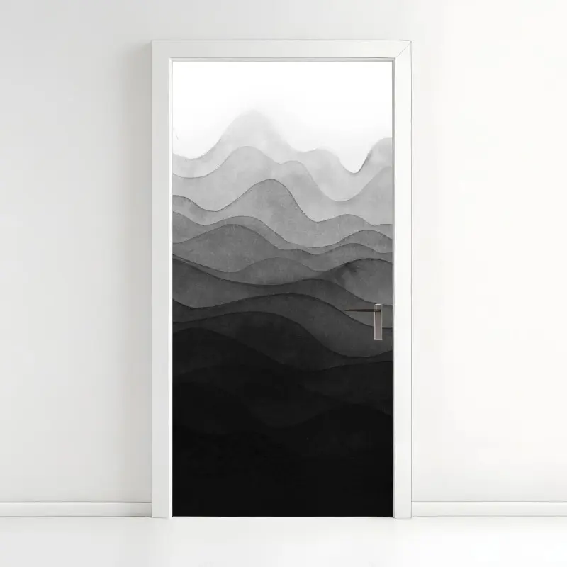 Türaufkleber monochrome geschichtete berge