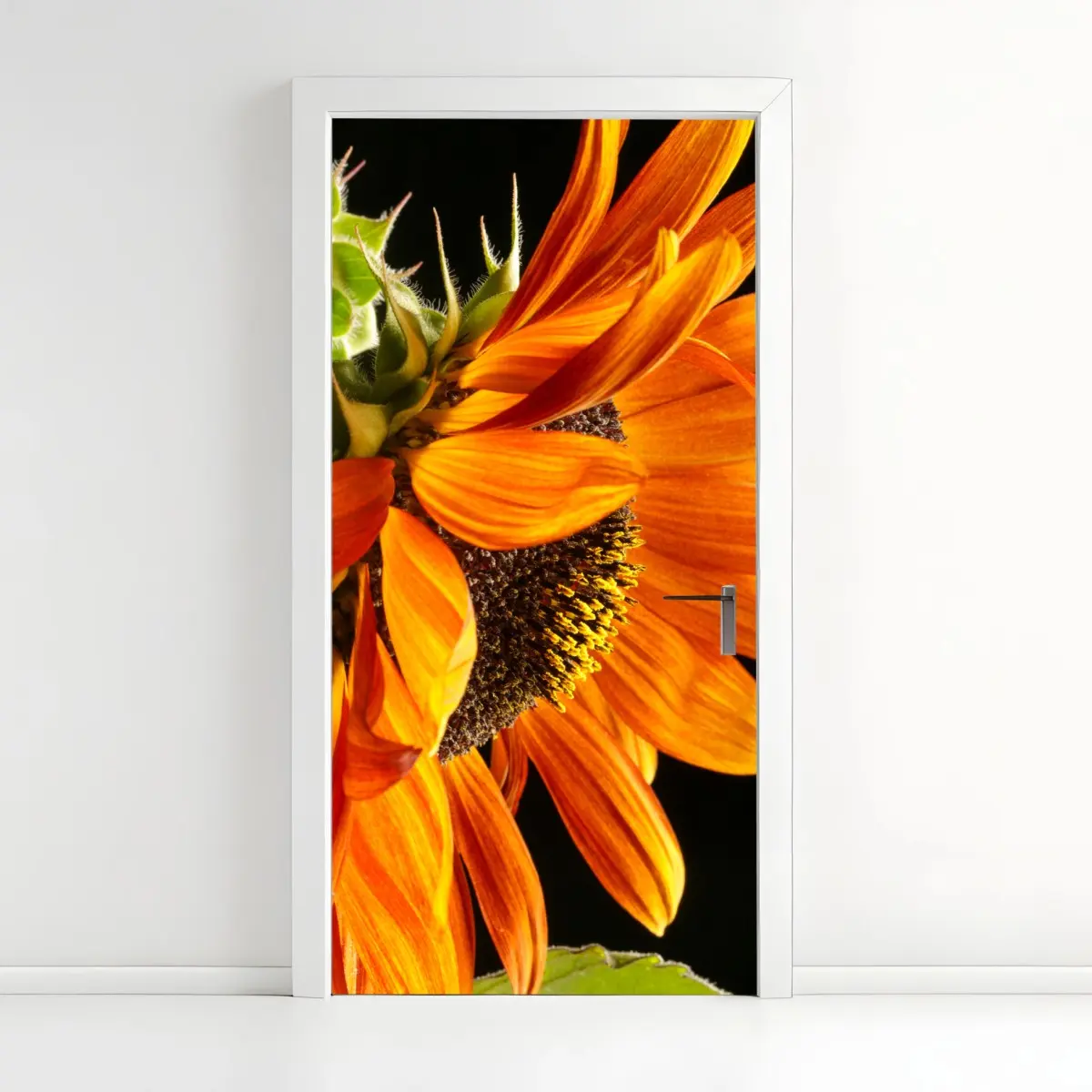 Türaufkleber leuchtende orange sonnenblume nahaufnahme – Pixers®