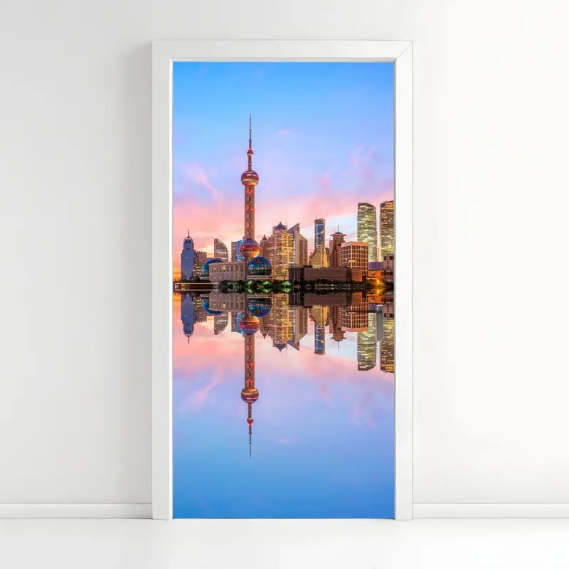 Türaufkleber Shanghai skyline bei sonnenaufgang