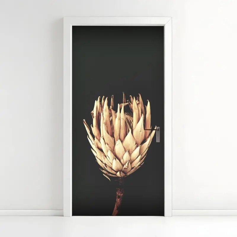 Türaufkleber getrocknete protea in sepia