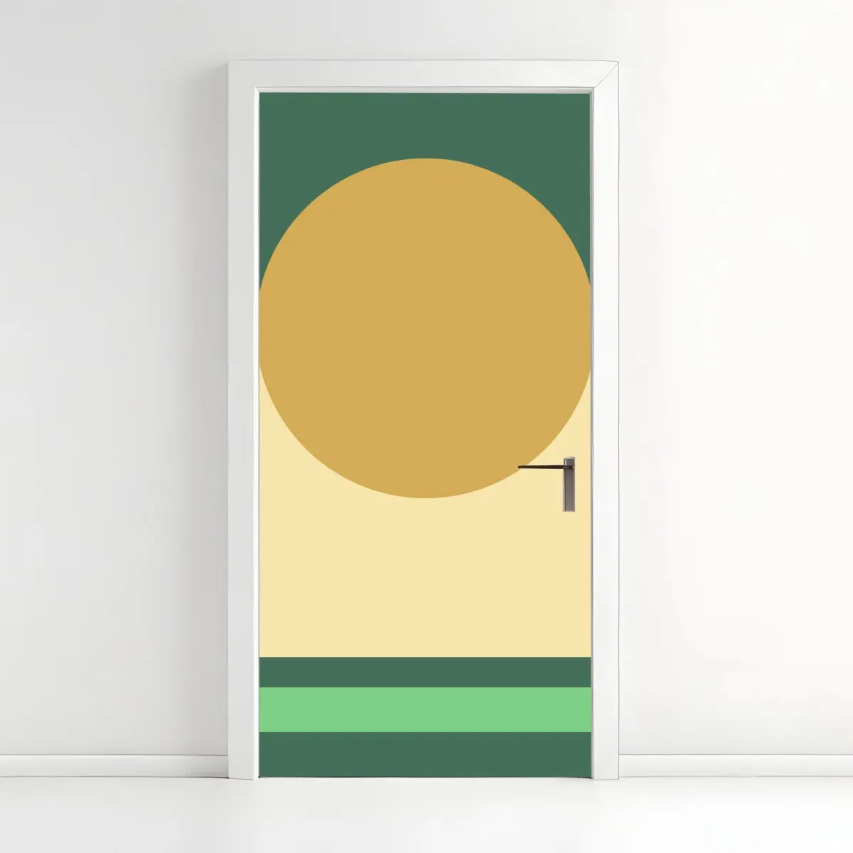 Türaufkleber goldene sonne über geometrischem block – Pixers®