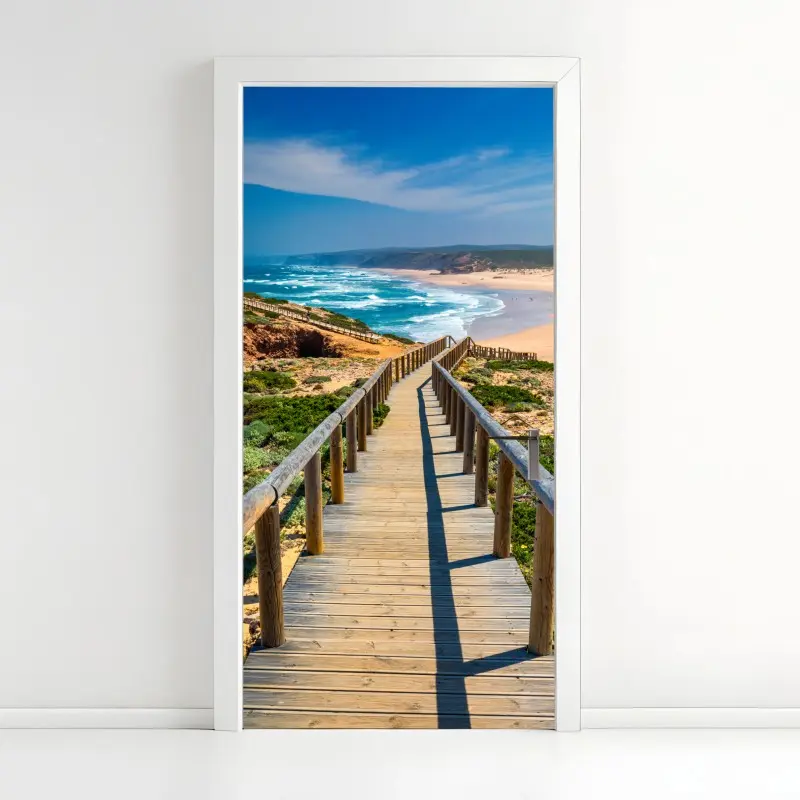 Türaufkleber holzsteg zur Praia da Bordeira
