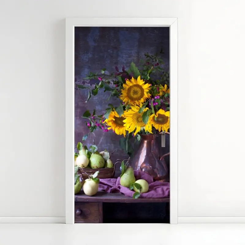 Türaufkleber sonnenblumen und birnen stilleben