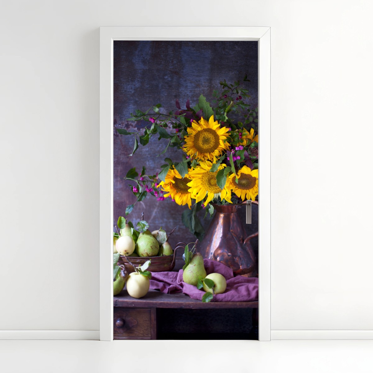 Türaufkleber sonnenblumen und birnen stilleben – Pixers®
