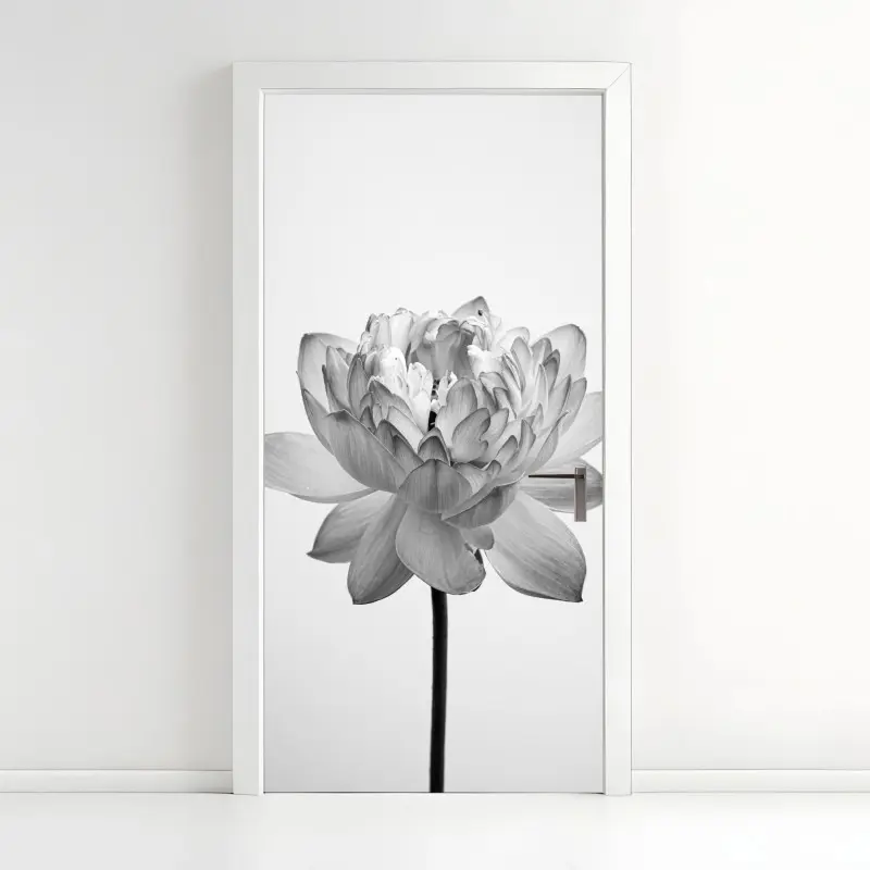 Türaufkleber ruhevoller lotus in graustufen