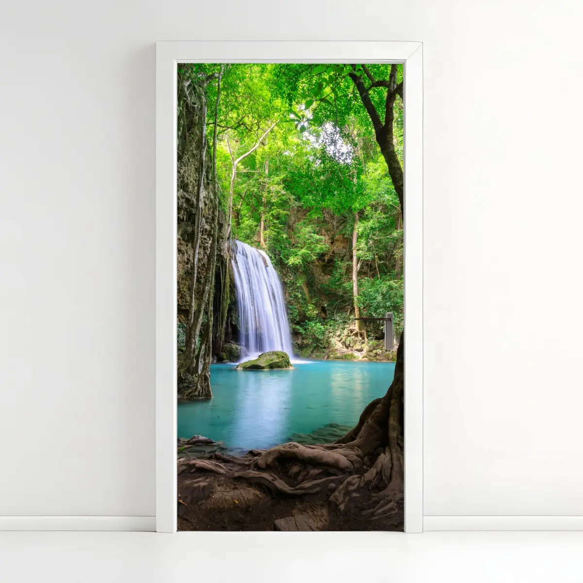 Türaufkleber ruhiger wasserfall im Erawan Nationalpark – Pixers®