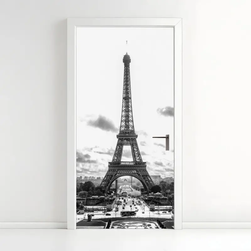 Türaufkleber Paris Eiffelturm in monochrom