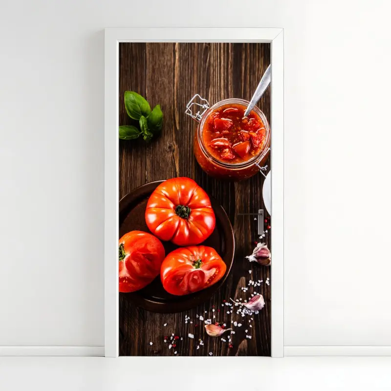 Türaufkleber frische tomaten und hausgemachte tomatensauce