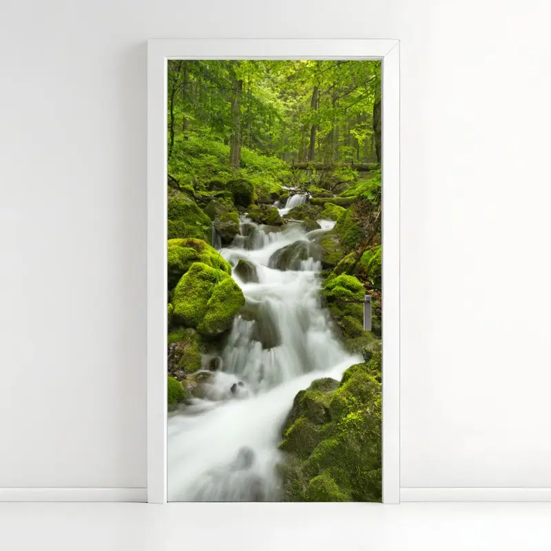 Türaufkleber moosiger wasserfall
