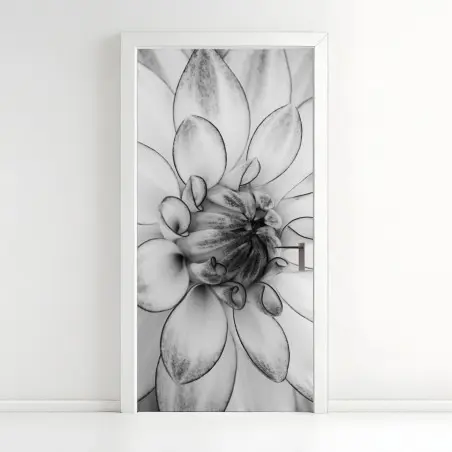 Türaufkleber monochrome nahaufnahme einer dahlie – Pixers®