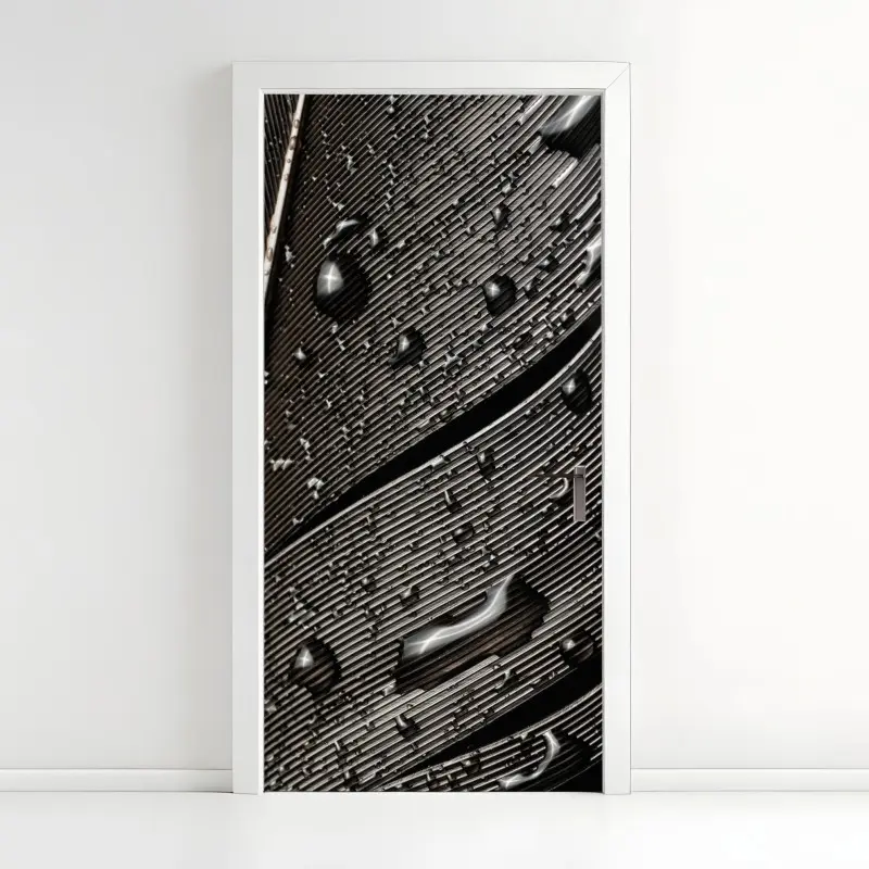 Türaufkleber monochrome feder mit wassertropfen