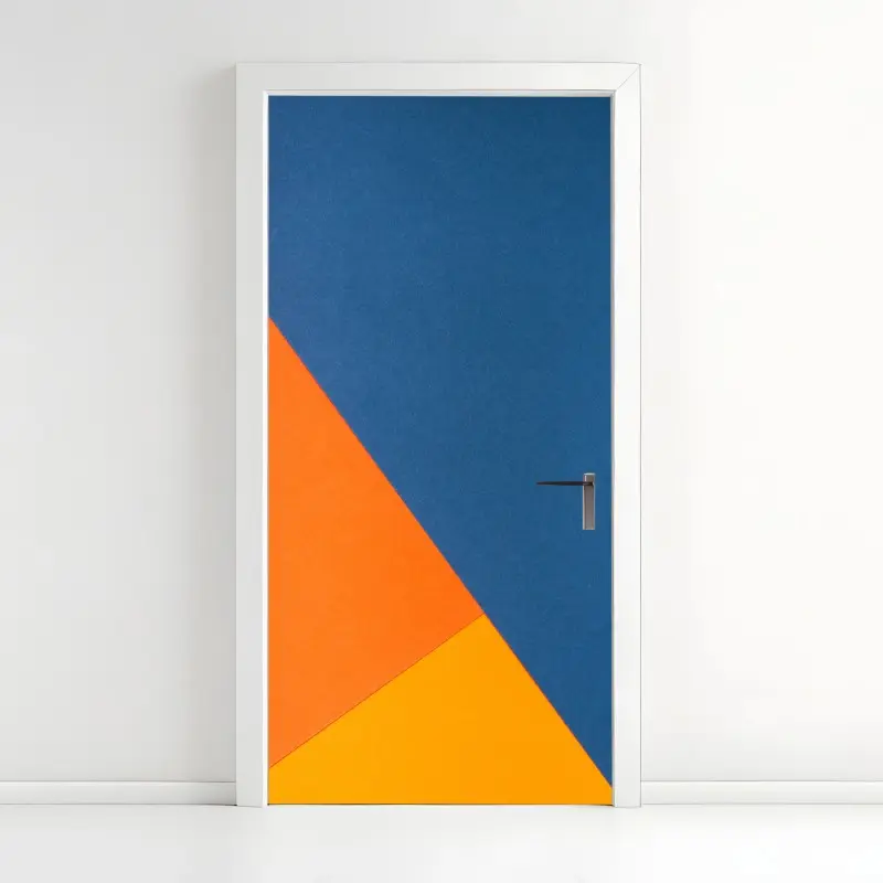 Türaufkleber mutige geometrische komposition in blau und orange