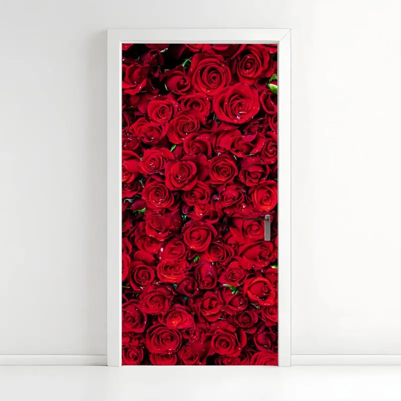 Türaufkleber dichte wand aus roten rosen