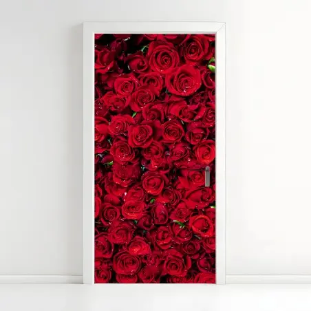 Türaufkleber dichte wand aus roten rosen – Pixers®