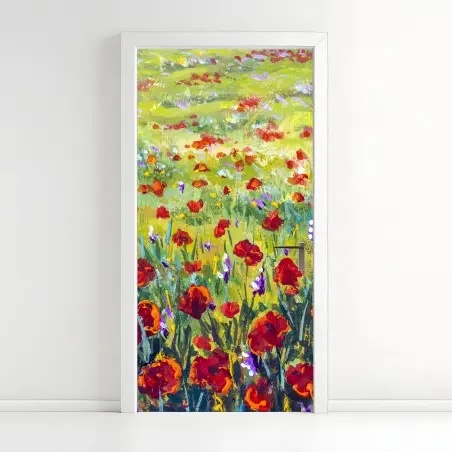 Türaufkleber impressionistische mohnwiese – Pixers®