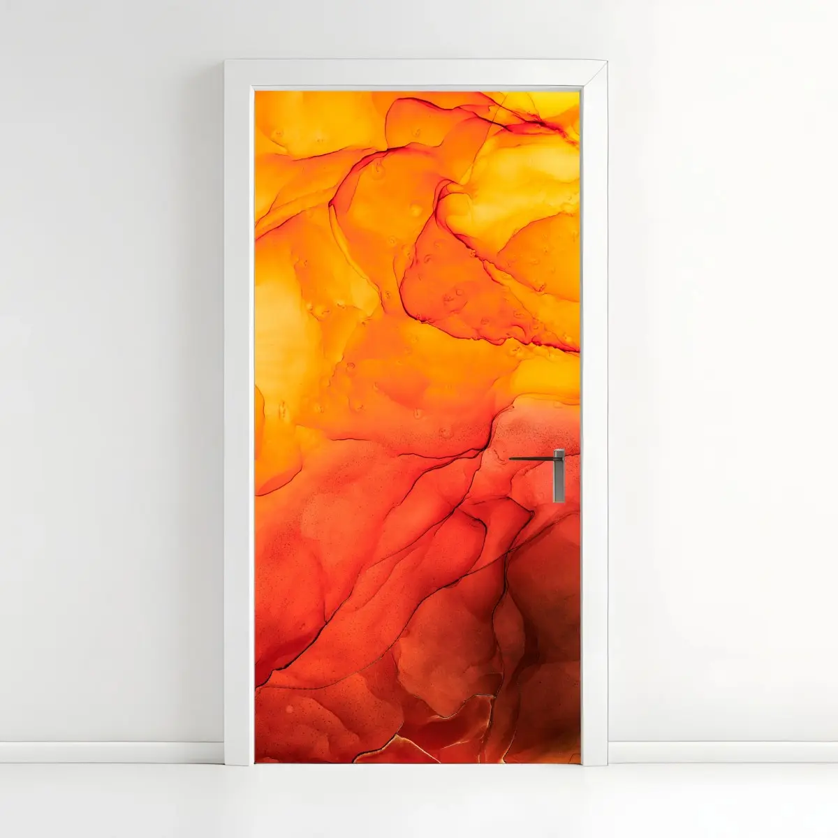 Türaufkleber lebendige orange abstrakte alkoholkunst – Pixers®