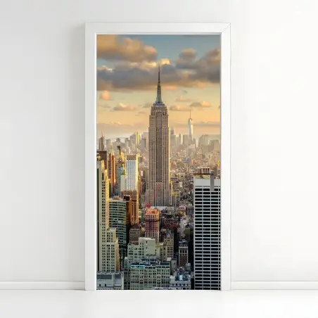 Türaufkleber New York skyline bei sonnenuntergang – Pixers®