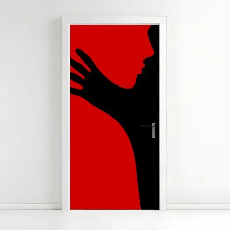Türaufkleber kräftige rot-schwarze silhouette – Pixers®