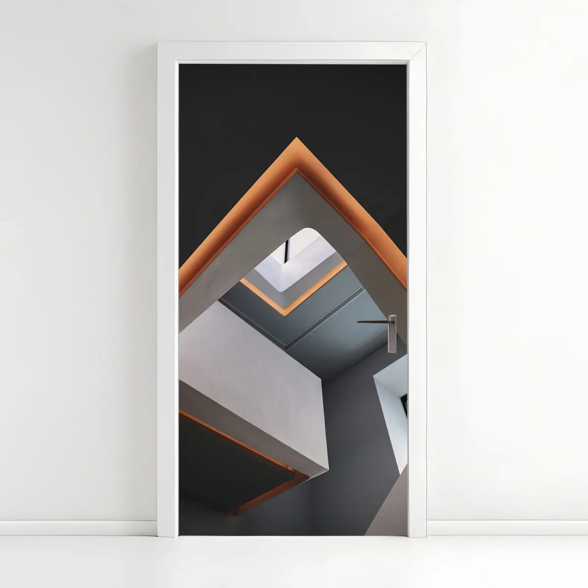 Türaufkleber minimalistisches geometrisches interieur mit oberlicht – Pixers®